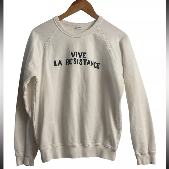 Clare V Vive La Resistance Sweatshirt Size XS White - Picture 2 of 9